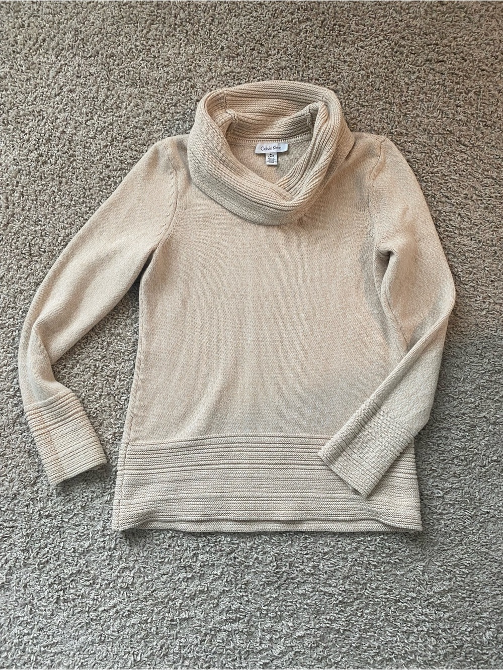 Calvin Klein Beige Cowl Neck Sweater